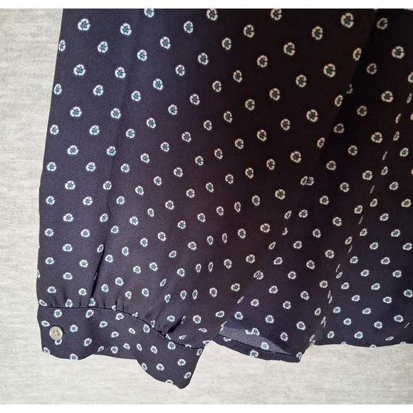 J Crew Womens Blouse Top XL Navy Blue Tie Neck Drapey Poplin Long Sleeve Office - Picture 6 of 8